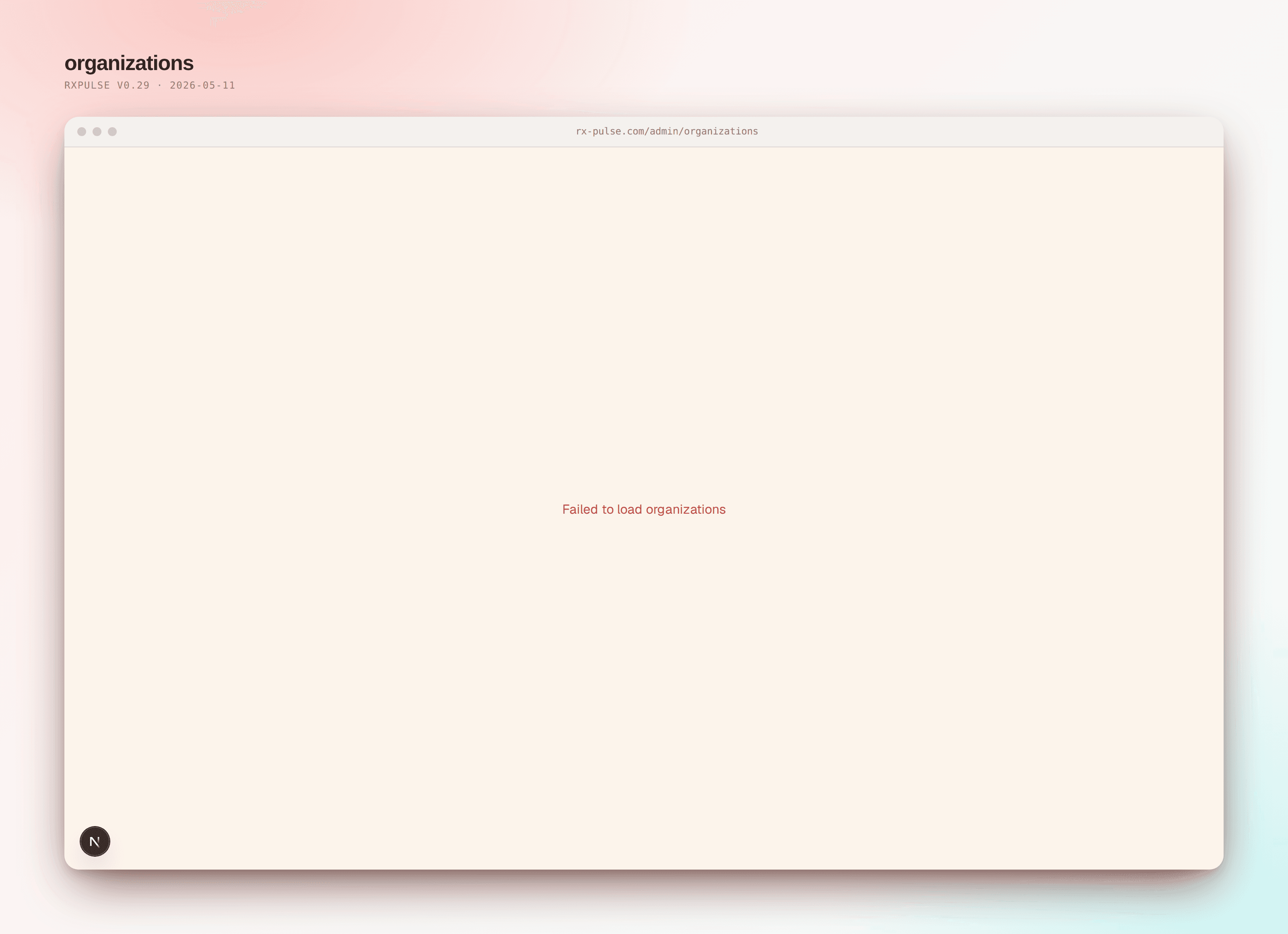 Super-admin organizations list with create-org card