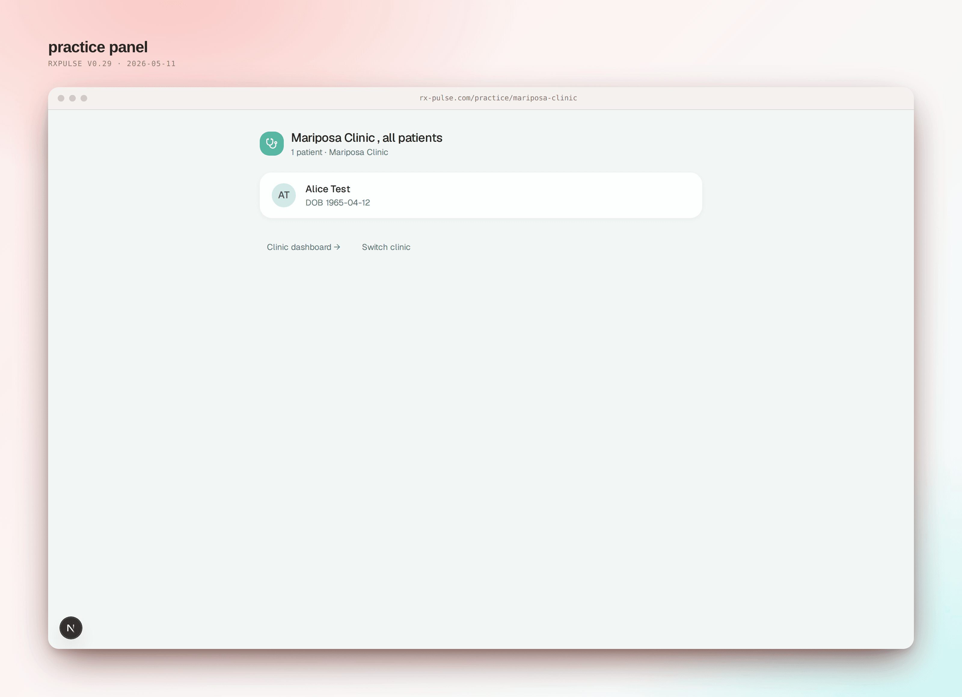 Practitioner my-panel view
