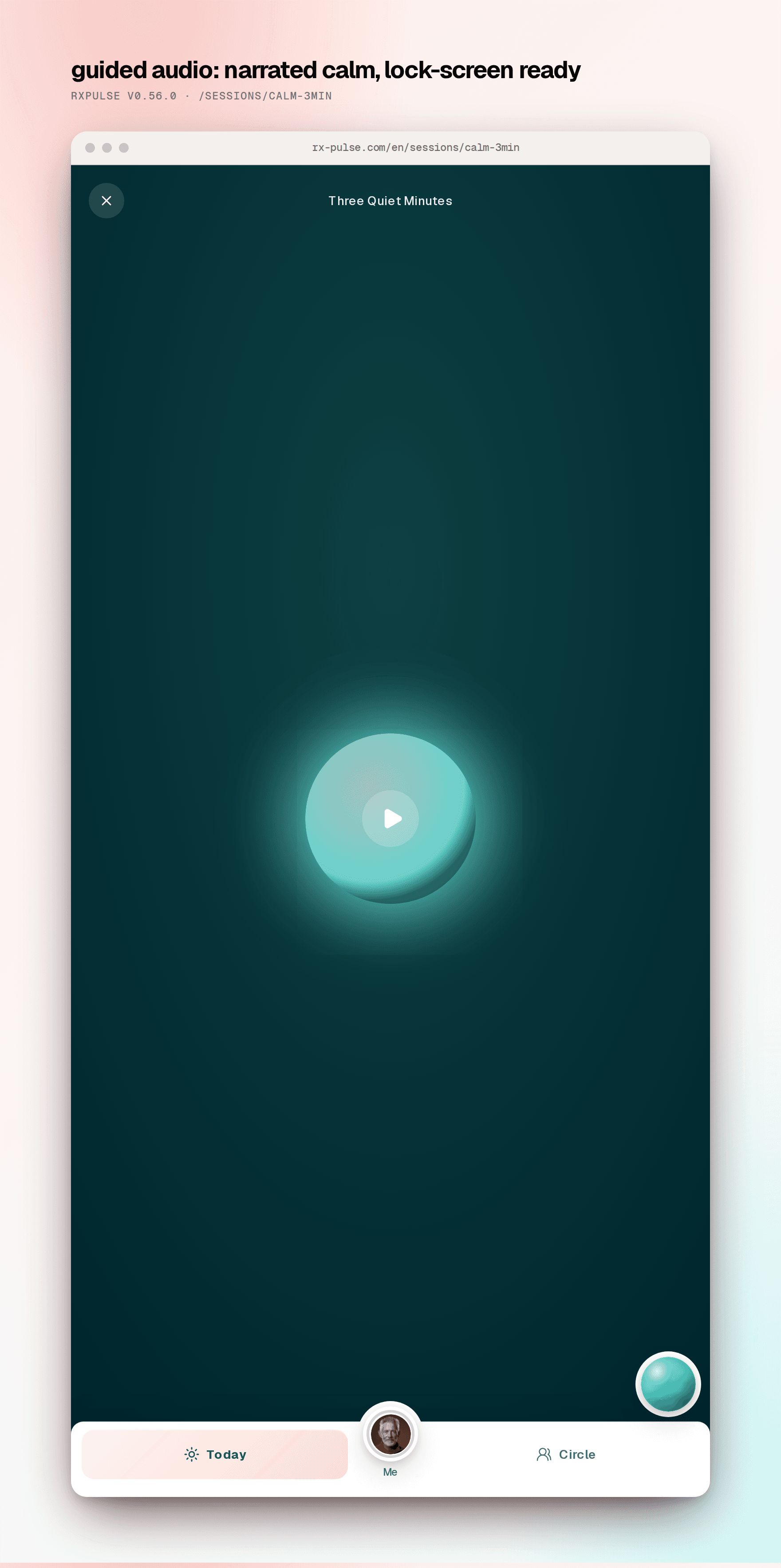 A guided audio session playing in the immersive player.