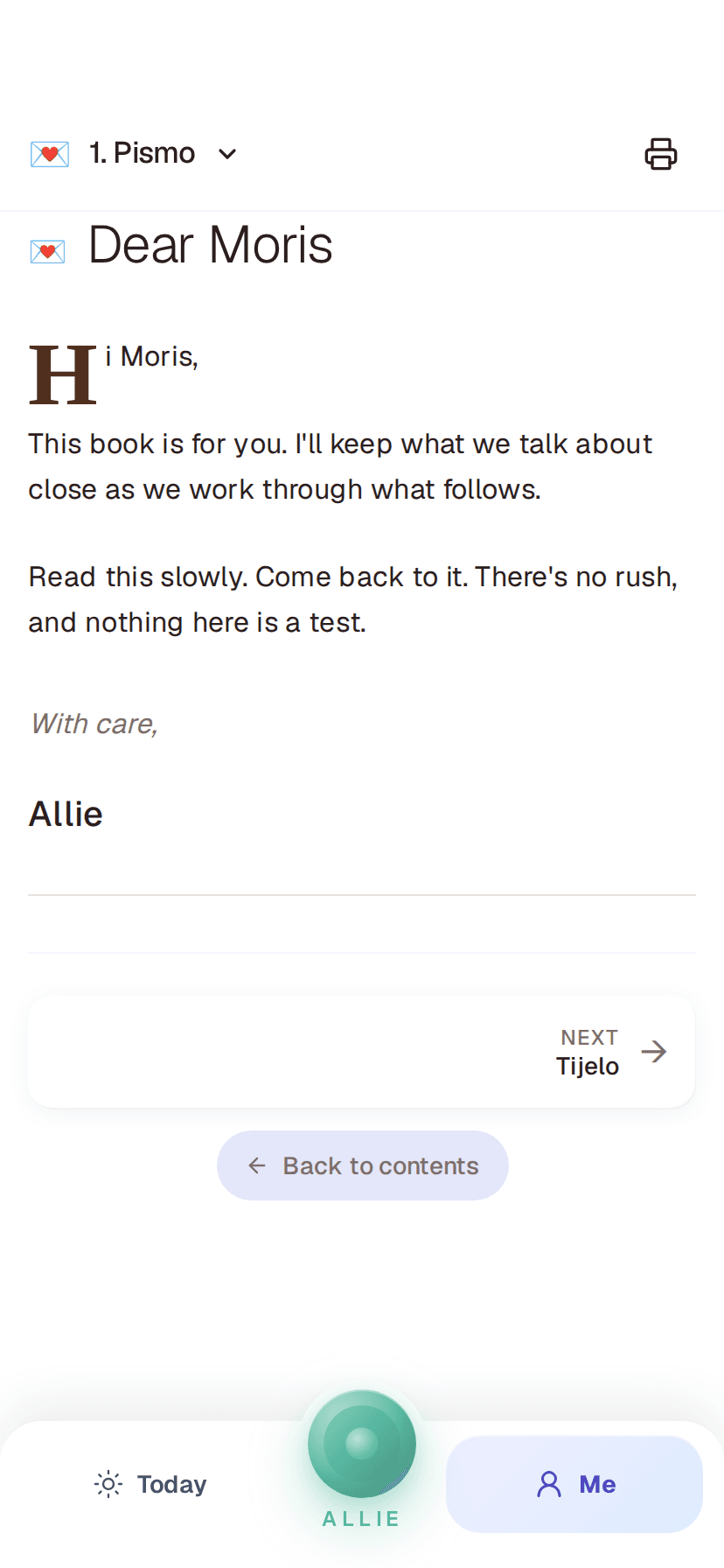 Ch01 personal letter "Dear Moris" with composer-driven greeting